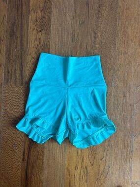 Balera dance Teal High-Waist Ruffle-Hem Shorts